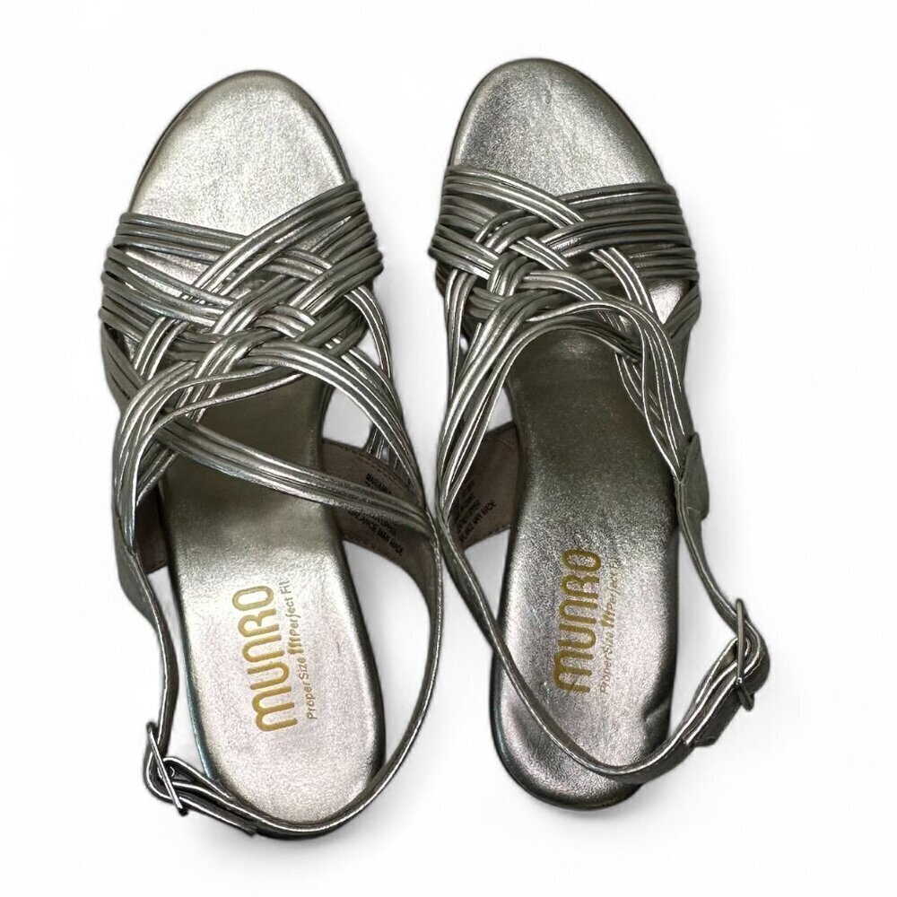 Munro Women's Marianna Slingback Sandal Sz 7 - Metallic Taupe